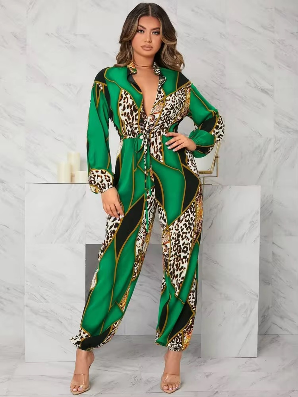 SHEIN SXY Leopard & Geo Print Jumpsuit size XS - 2